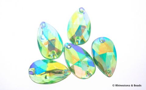 Jewel Acrylics Sew-On TEARDROP Peridot AB 18mm